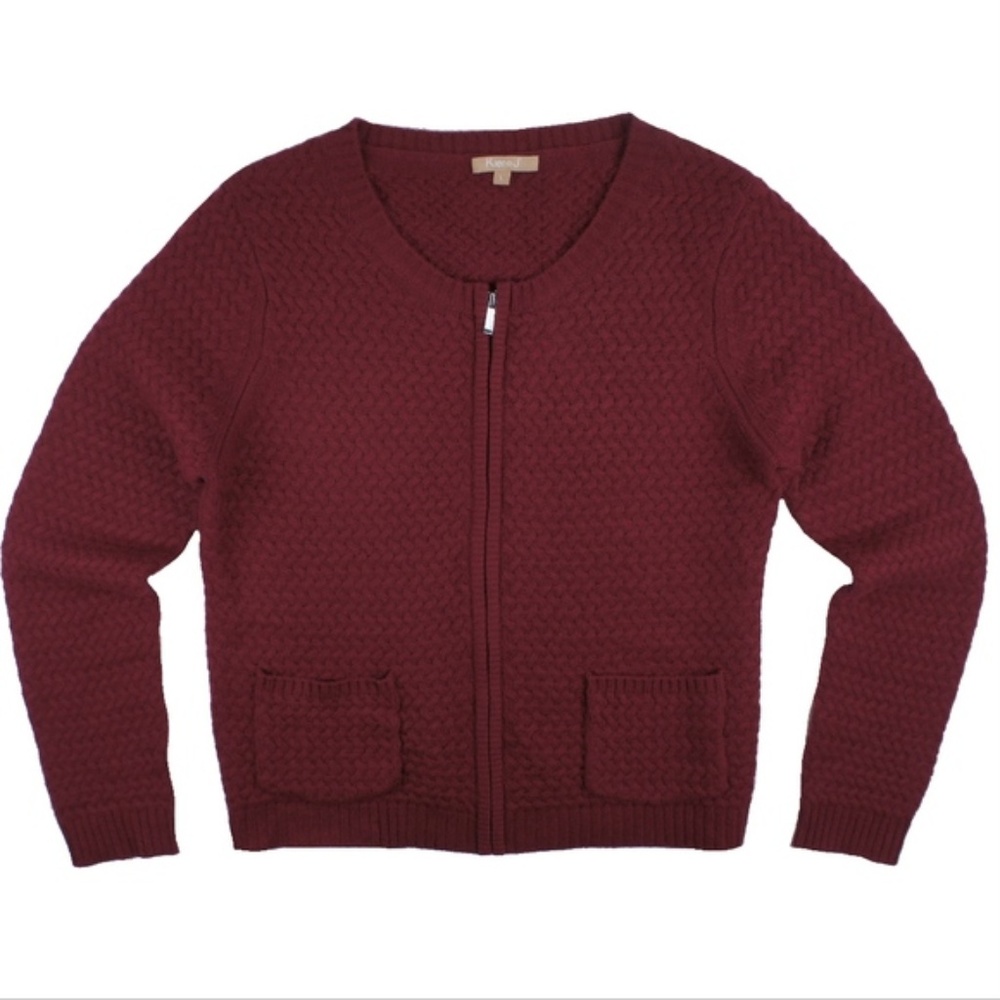 KIER + J 100% Cashmere Weave Knit Cardigan Sweater